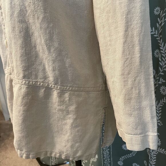 LL Bean 100% Linen Tunic Natural Oatmeal Casual Shirt Women's Petite Small - Picture 6 of 10